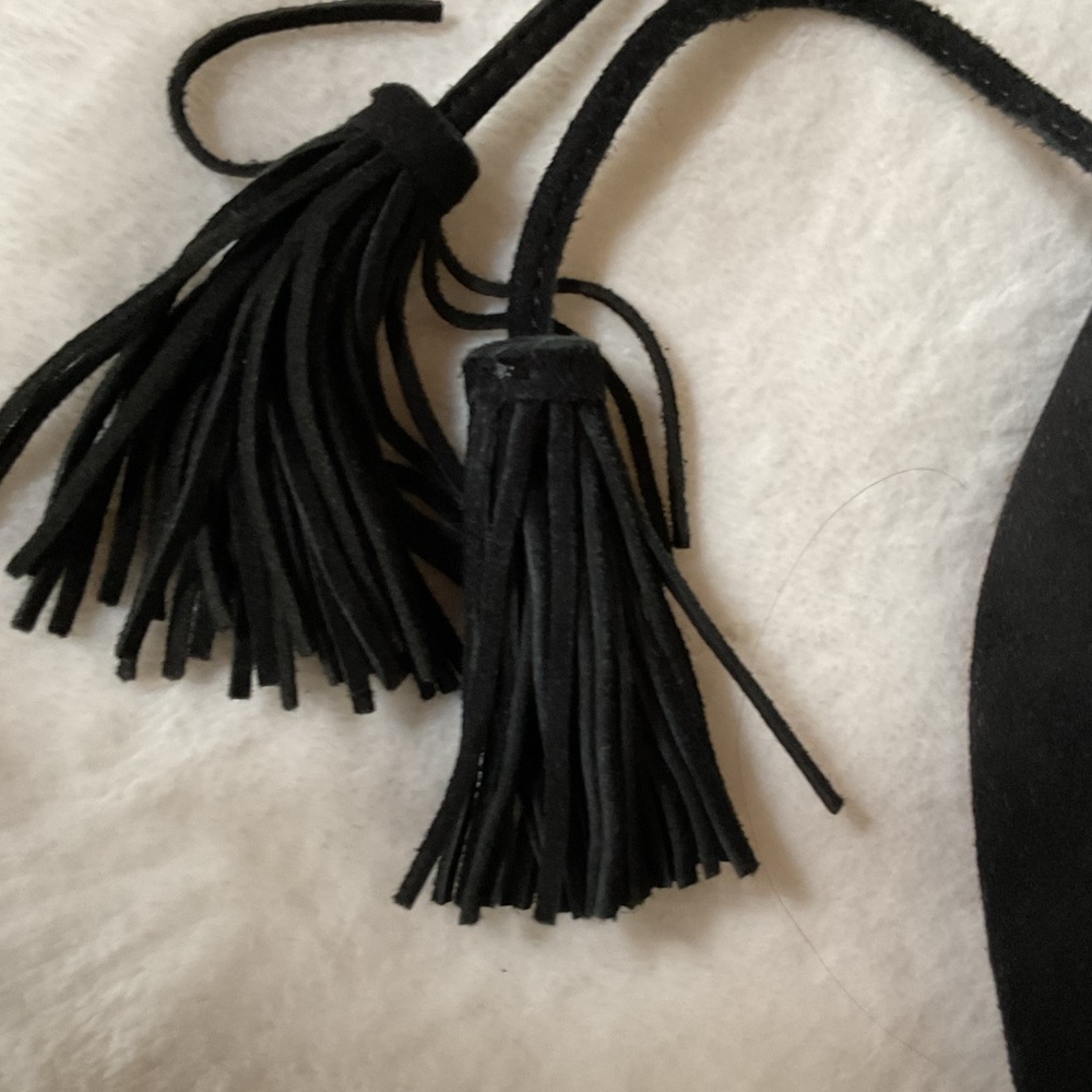 Loeffler Randall Tassel Accents D'orsay Flats In Black Suede, 7.5 - Picture 5 of 8